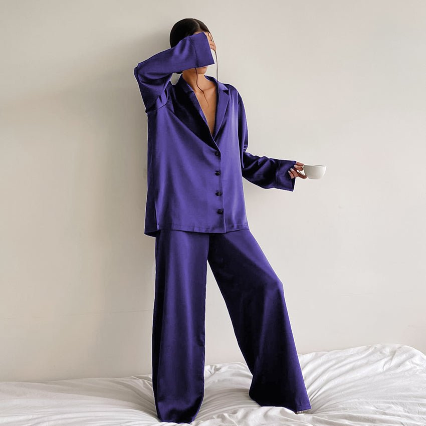 Women's Home Silk Pure Color Pajamas | Luxury Home Accessories | Heulog Glow