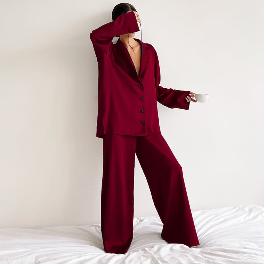 Women's Home Silk Pure Color Pajamas | Luxury Home Accessories | Heulog Glow