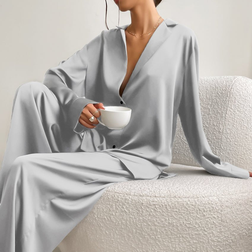 Women's Home Silk Pure Color Pajamas | Luxury Home Accessories | Heulog Glow
