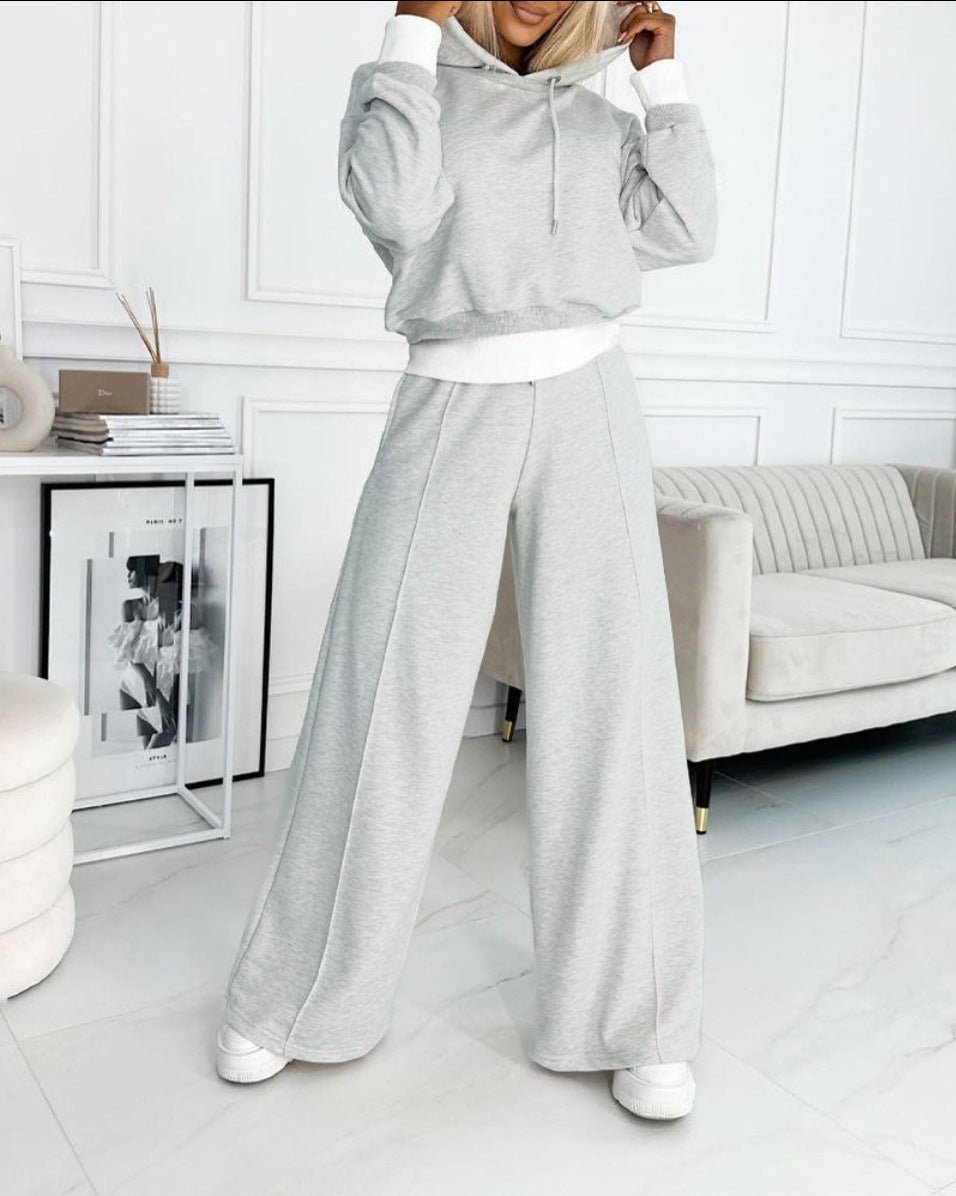 Women's Hoodie Suit Sporty Casual Long-Sleeved Hooded Sweatshirt And Drawstring Pocket Sweatpants Fashion Commuter Trousers Set Outfit Clothing | Luxury Home Accessories | Heulog Glow