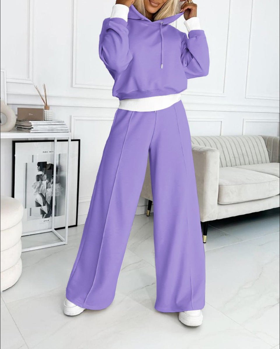 Women's Hoodie Suit Sporty Casual Long-Sleeved Hooded Sweatshirt And Drawstring Pocket Sweatpants Fashion Commuter Trousers Set Outfit Clothing | Luxury Home Accessories | Heulog Glow