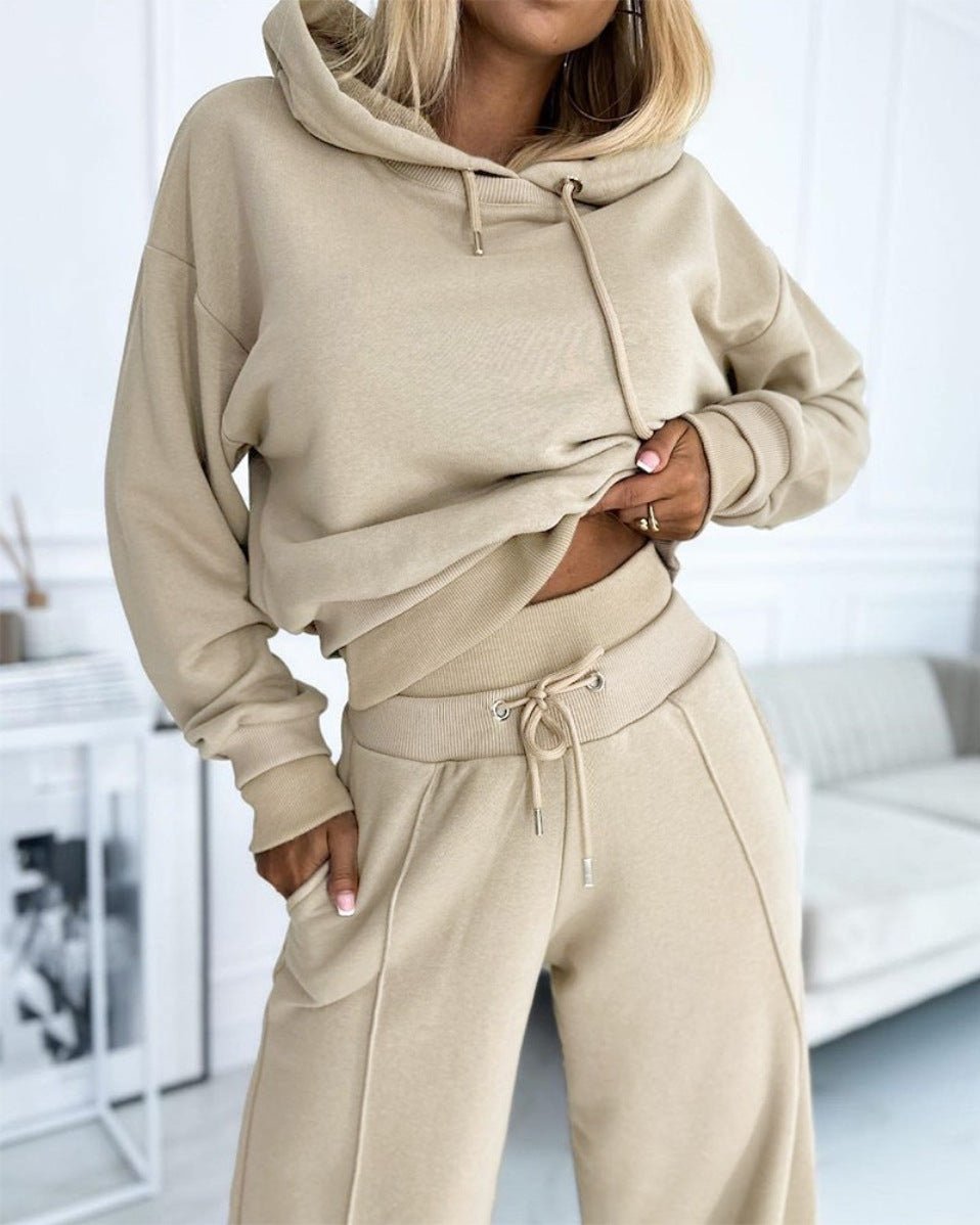 Women's Hoodie Suit Sporty Casual Long-Sleeved Hooded Sweatshirt And Drawstring Pocket Sweatpants Fashion Commuter Trousers Set Outfit Clothing | Luxury Home Accessories | Heulog Glow