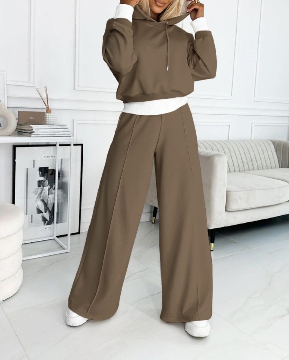 Women's Hoodie Suit Sporty Casual Long-Sleeved Hooded Sweatshirt And Drawstring Pocket Sweatpants Fashion Commuter Trousers Set Outfit Clothing | Luxury Home Accessories | Heulog Glow