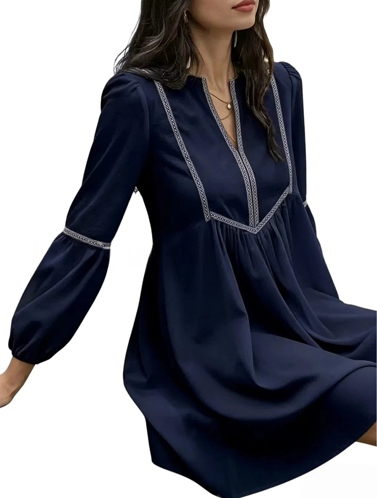 Women's Intellectual Casual Long-Sleeve V-Neck Dress | Luxury Home Accessories | Heulog Glow