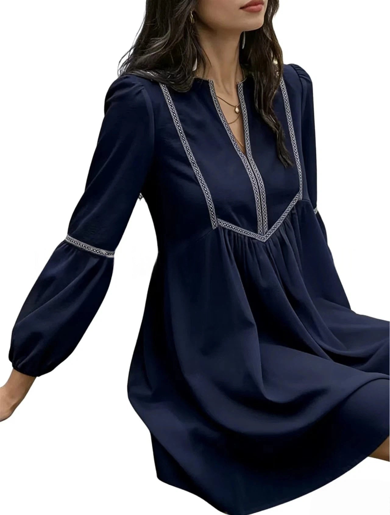 Women's Intellectual Casual Long-Sleeve V-Neck Dress | Luxury Home Accessories | Heulog Glow