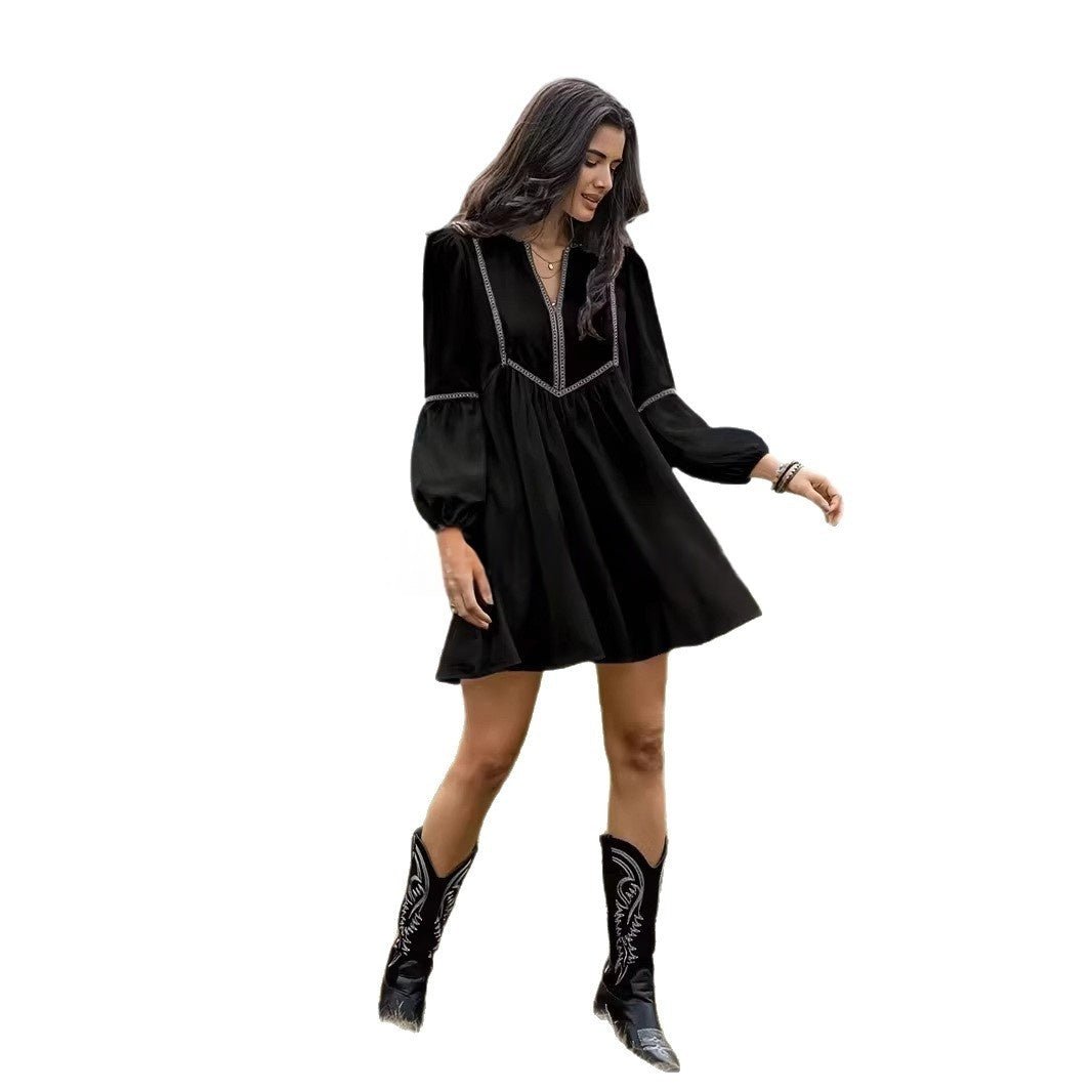 Women's Intellectual Casual Long-Sleeve V-Neck Dress | Luxury Home Accessories | Heulog Glow