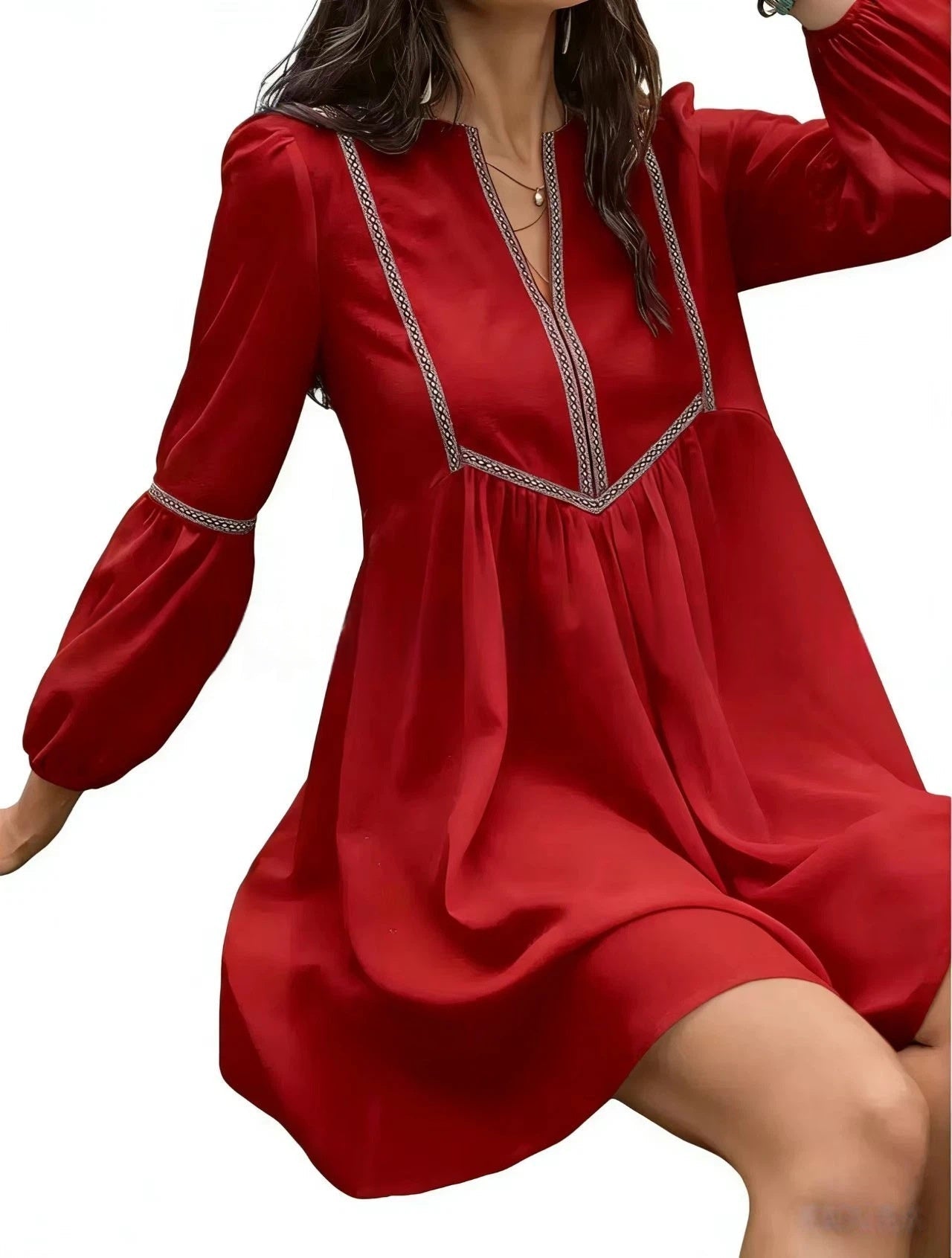 Women's Intellectual Casual Long-Sleeve V-Neck Dress | Luxury Home Accessories | Heulog Glow