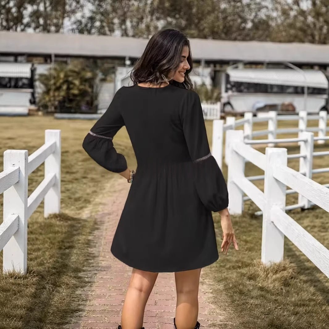 Women's Intellectual Casual Long-Sleeve V-Neck Dress | Luxury Home Accessories | Heulog Glow
