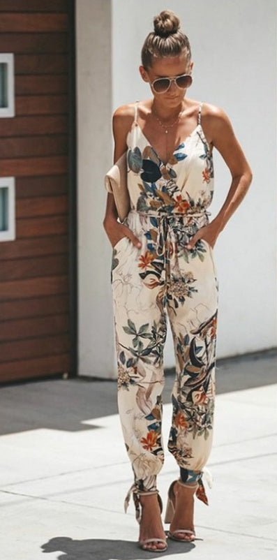 Women's Jumpsuit Flowers Print Spaghetti Strap Romper | Luxury Home Accessories | Heulog Glow