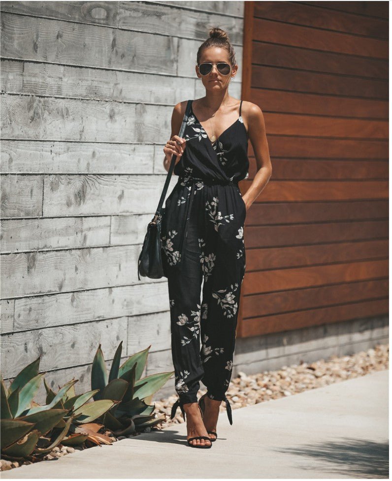 Women's Jumpsuit Flowers Print Spaghetti Strap Romper | Luxury Home Accessories | Heulog Glow