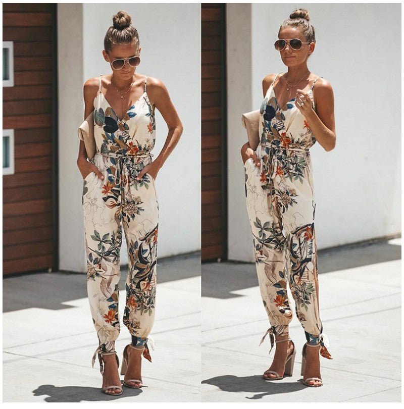 Women's Jumpsuit Flowers Print Spaghetti Strap Romper | Luxury Home Accessories | Heulog Glow