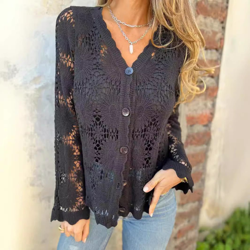 Women's Lace V-neck Long Sleeve Top | Luxury Home Accessories | Heulog Glow