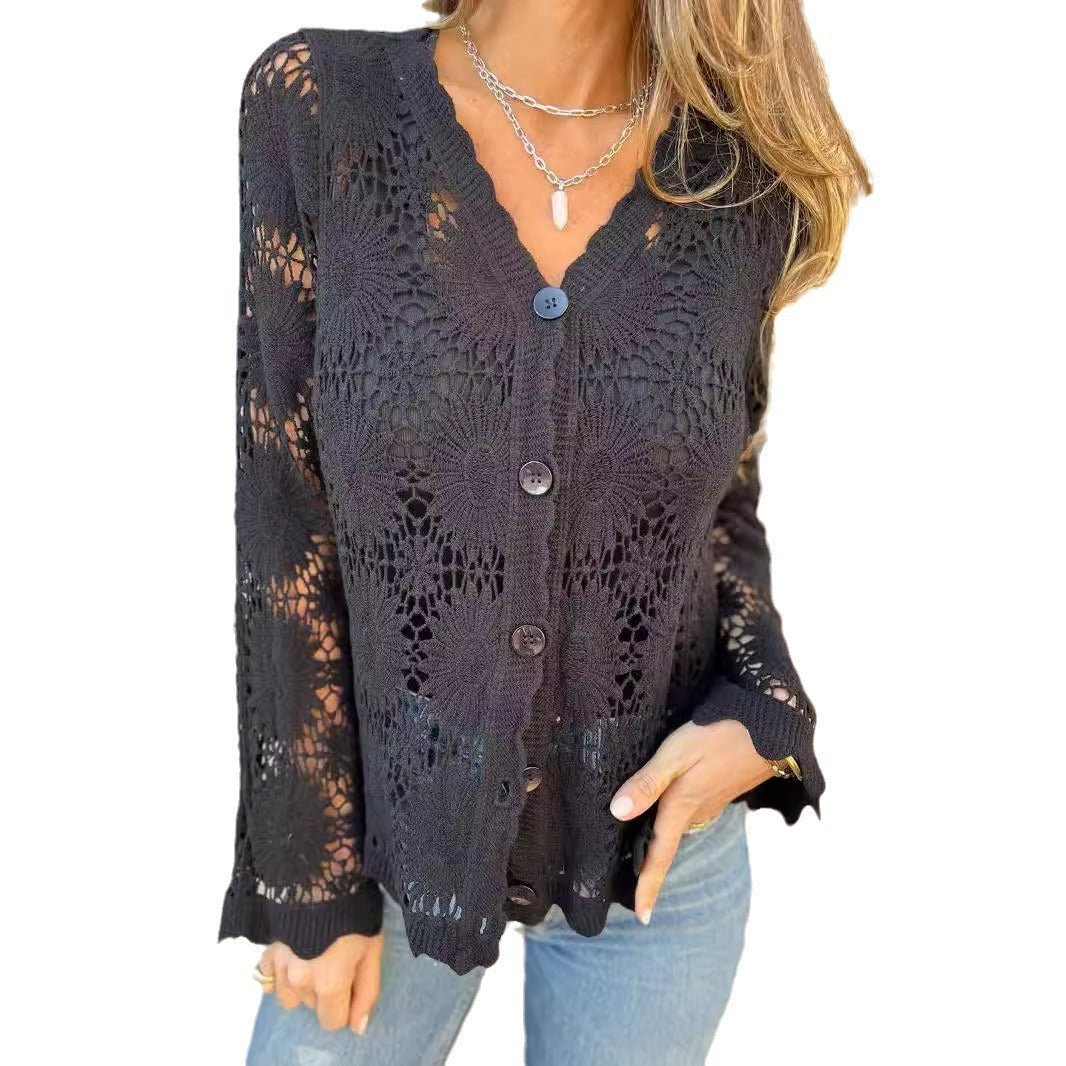 Women's Lace V-neck Long Sleeve Top | Luxury Home Accessories | Heulog Glow