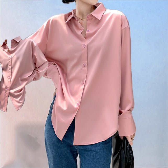 Women's Long-sleeved Satin Shirt | Luxury Home Accessories | Heulog Glow