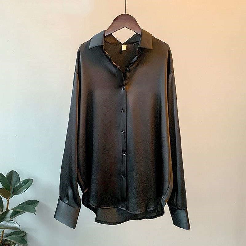 Women's Long-sleeved Satin Shirt | Luxury Home Accessories | Heulog Glow