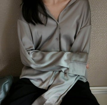 Women's Long-sleeved Satin Shirt | Luxury Home Accessories | Heulog Glow