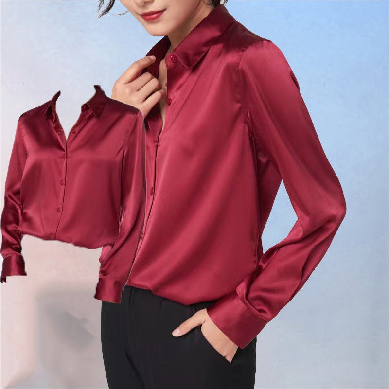 Women's Long-sleeved Satin Shirt | Luxury Home Accessories | Heulog Glow