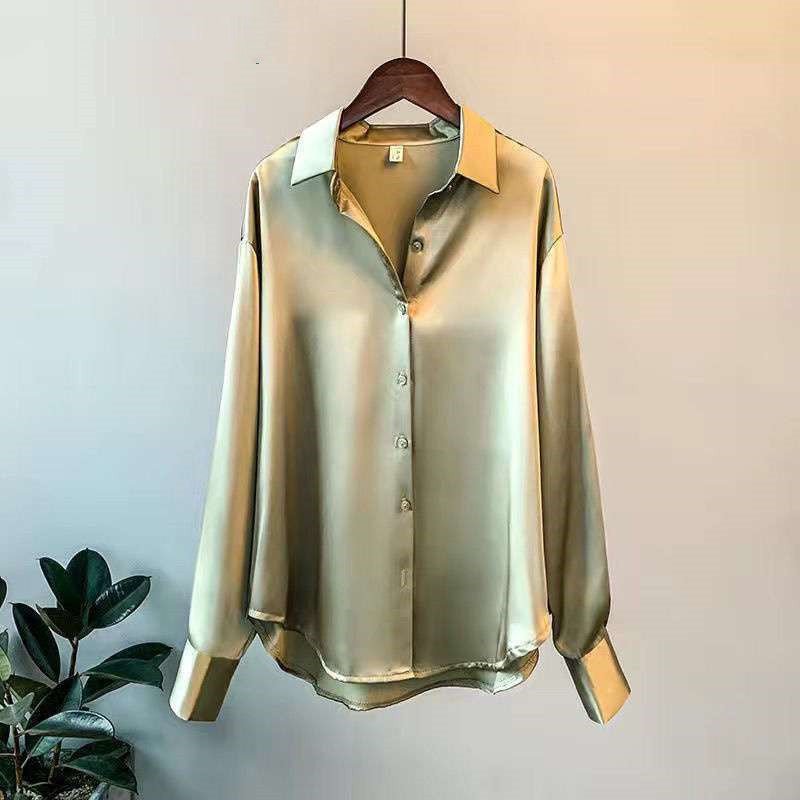 Women's Long-sleeved Satin Shirt | Luxury Home Accessories | Heulog Glow