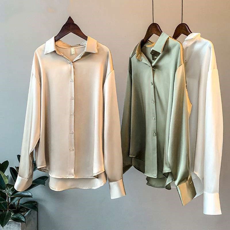 Women's Long-sleeved Satin Shirt | Luxury Home Accessories | Heulog Glow