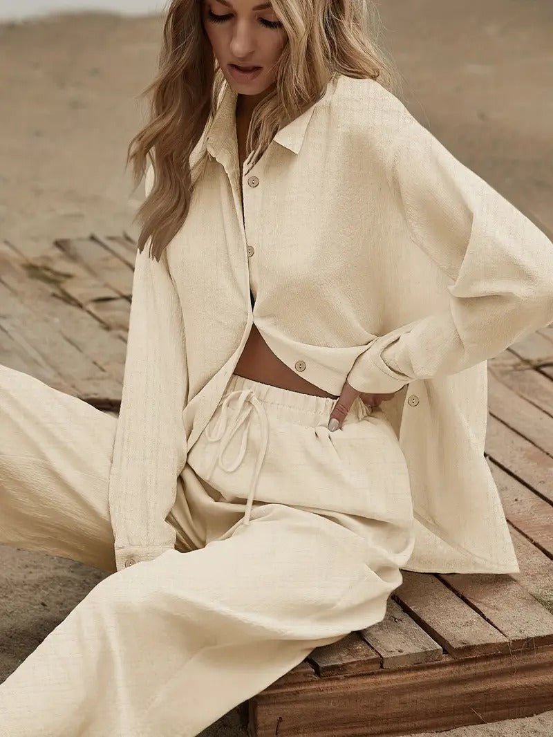 Women's Loose Shirt And Pants Set | Luxury Home Accessories | Heulog Glow