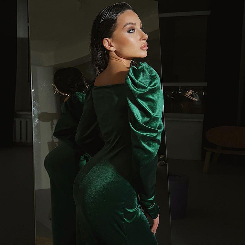 Women's Pleated Slim Fit Slit Long-sleeved Dress | Luxury Home Accessories | Heulog Glow