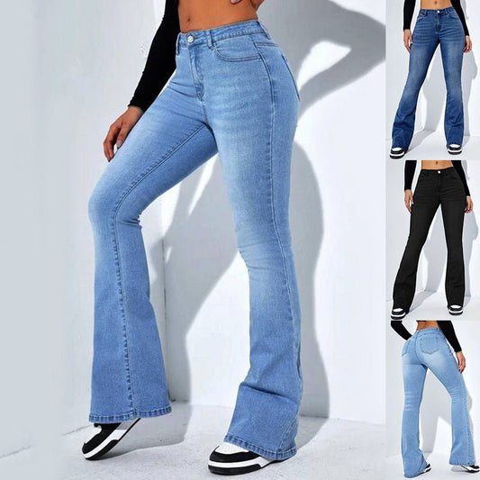 Women's Slim-fit Jeans Pants With Flared Design Fashion Casual High Waist Stretch Trousers | Luxury Home Accessories | Heulog Glow