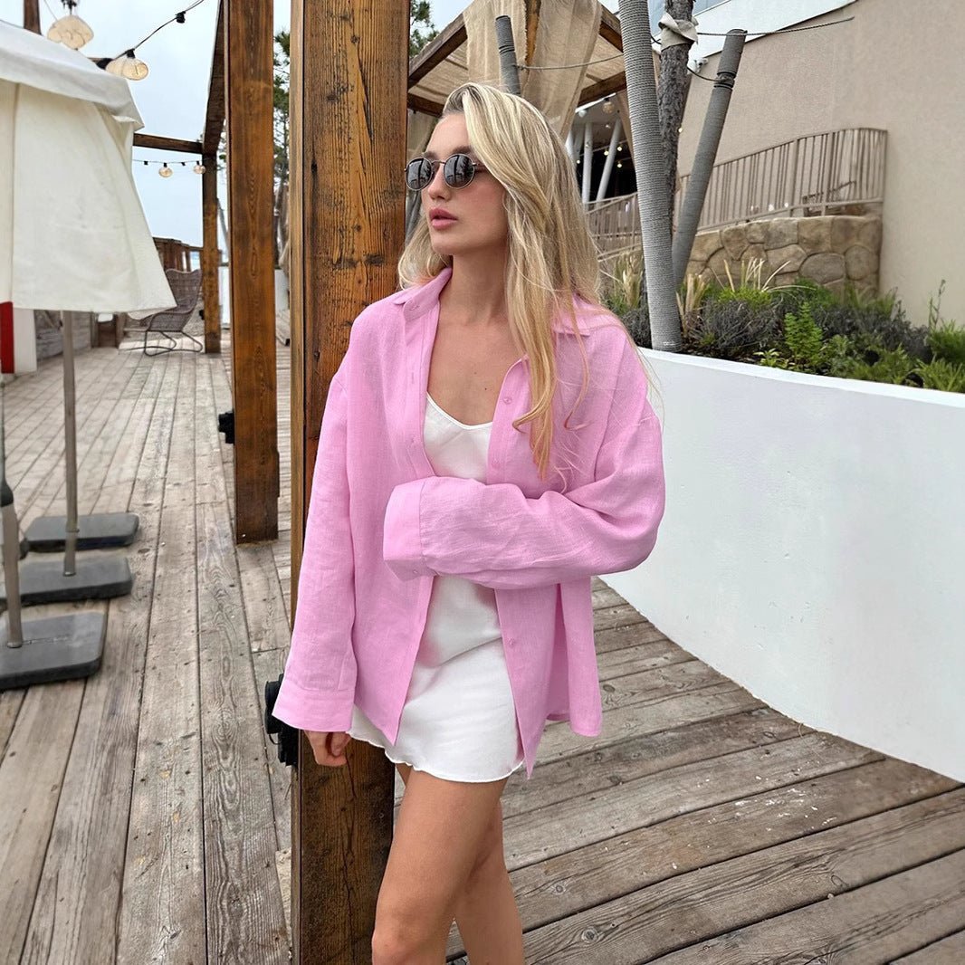Women's Solid Color Casual Long Sleeves Cardigan Coat Blouse | Luxury Home Accessories | Heulog Glow