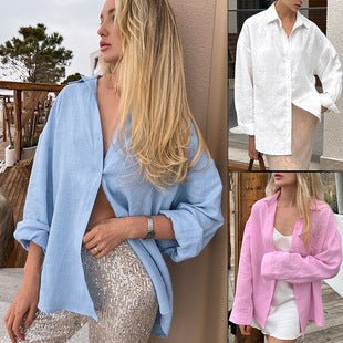 Women's Solid Color Casual Long Sleeves Cardigan Coat Blouse | Luxury Home Accessories | Heulog Glow