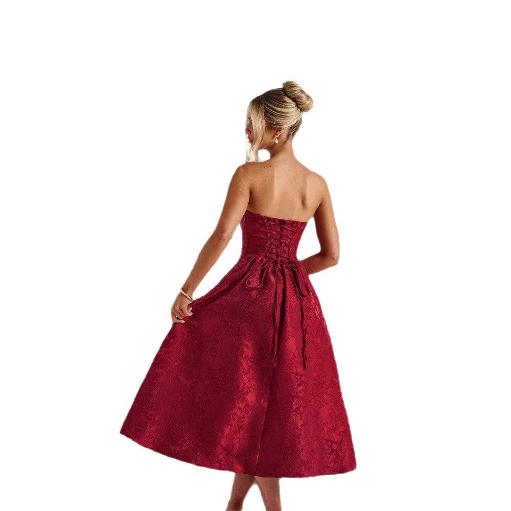Womens Solid-Color Jacquard Satin Tube Dress | Luxury Home Accessories | Heulog Glow