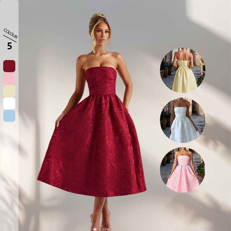 Womens Solid-Color Jacquard Satin Tube Dress | Luxury Home Accessories | Heulog Glow