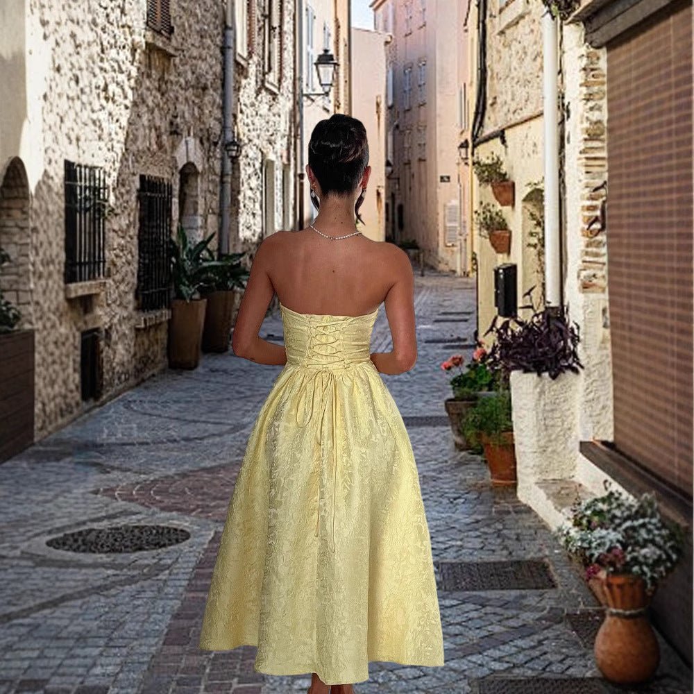 Womens Solid-Color Jacquard Satin Tube Dress | Luxury Home Accessories | Heulog Glow