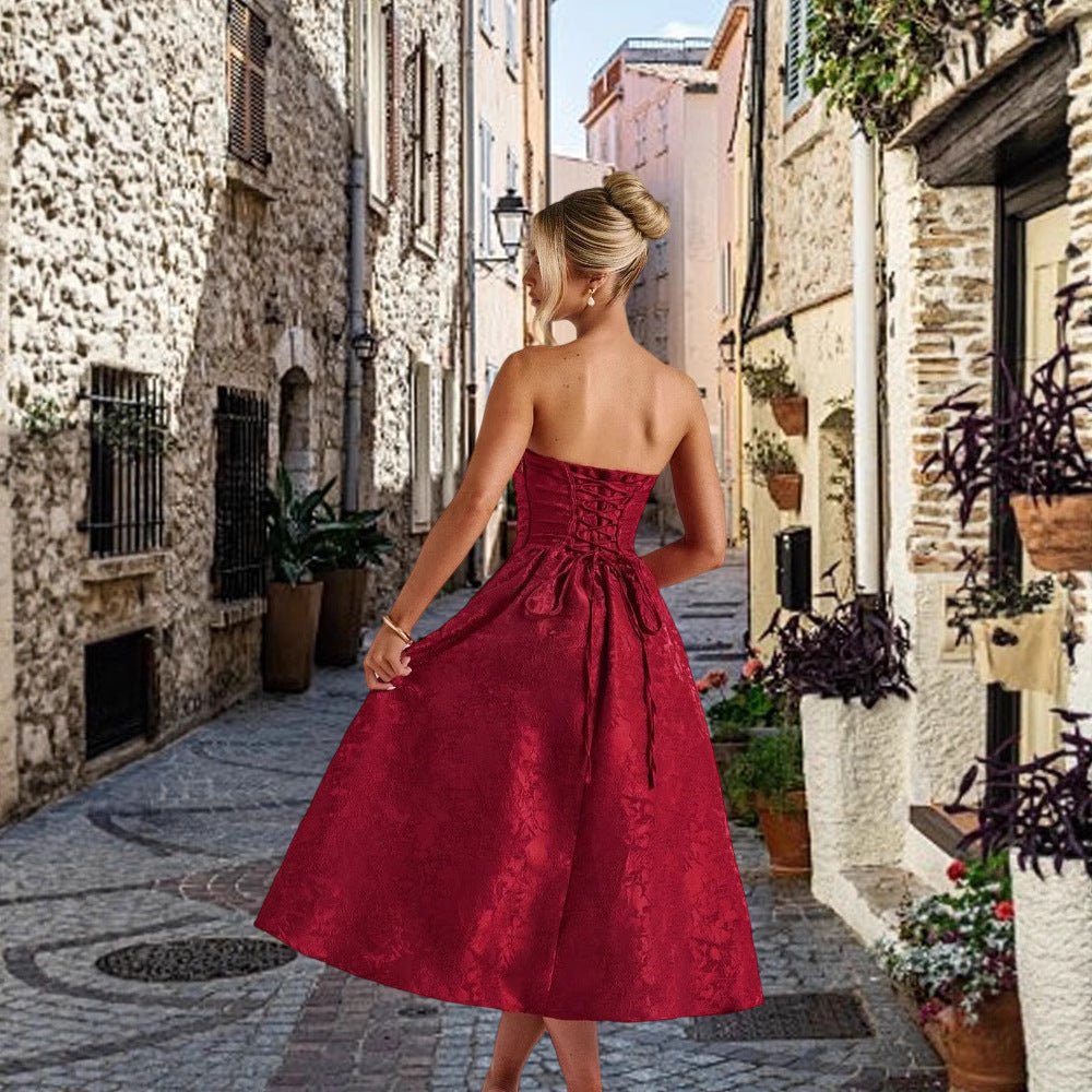 Womens Solid-Color Jacquard Satin Tube Dress | Luxury Home Accessories | Heulog Glow