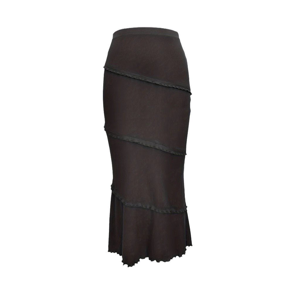 Womens Solid-Color Multi-Layer Patchwork Ruffle-Trim Knitted Fishtail Skirt | Luxury Home Accessories | Heulog Glow