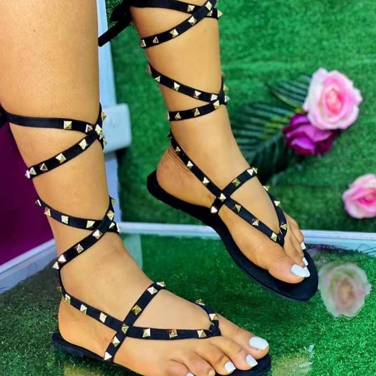 Women's Stud Cross Strap Lightweight Breathable Thong Sandals | Luxury Home Accessories | Heulog Glow