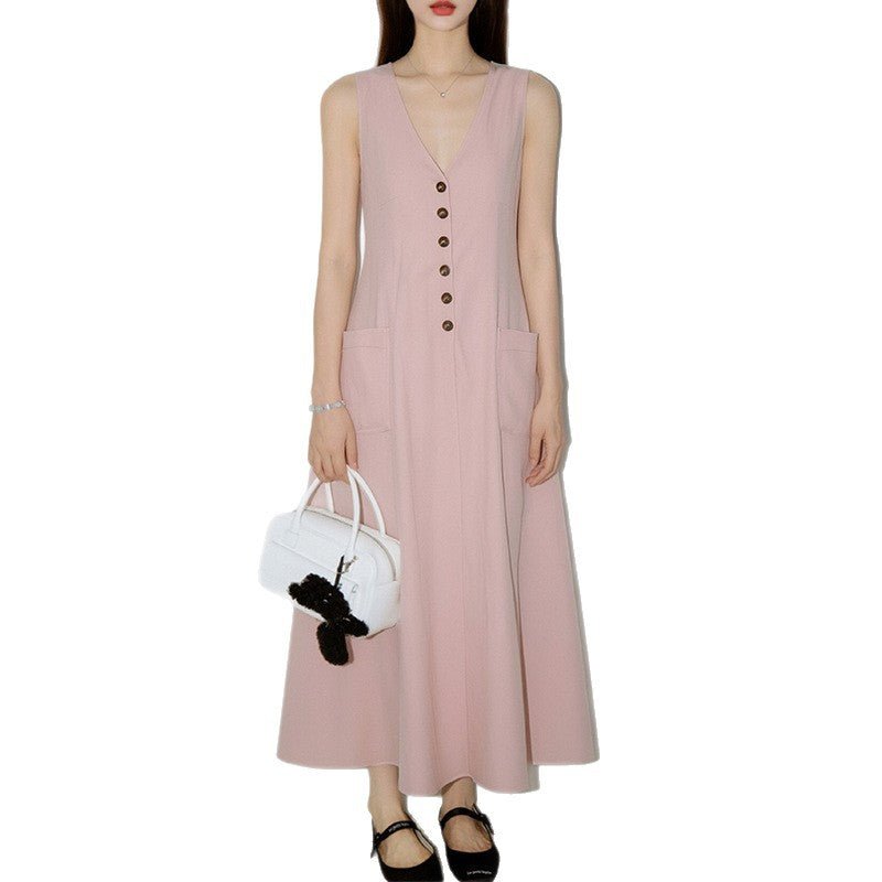 Women's Stylish & Elegant Solid-Color V-Neck Button-Up Dress | Luxury Home Accessories | Heulog Glow