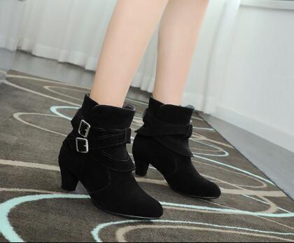 Women's Suede Ankle Boots | High Heel Martin Boots with Buckle & Side Zip | Luxury Home Accessories | Heulog Glow