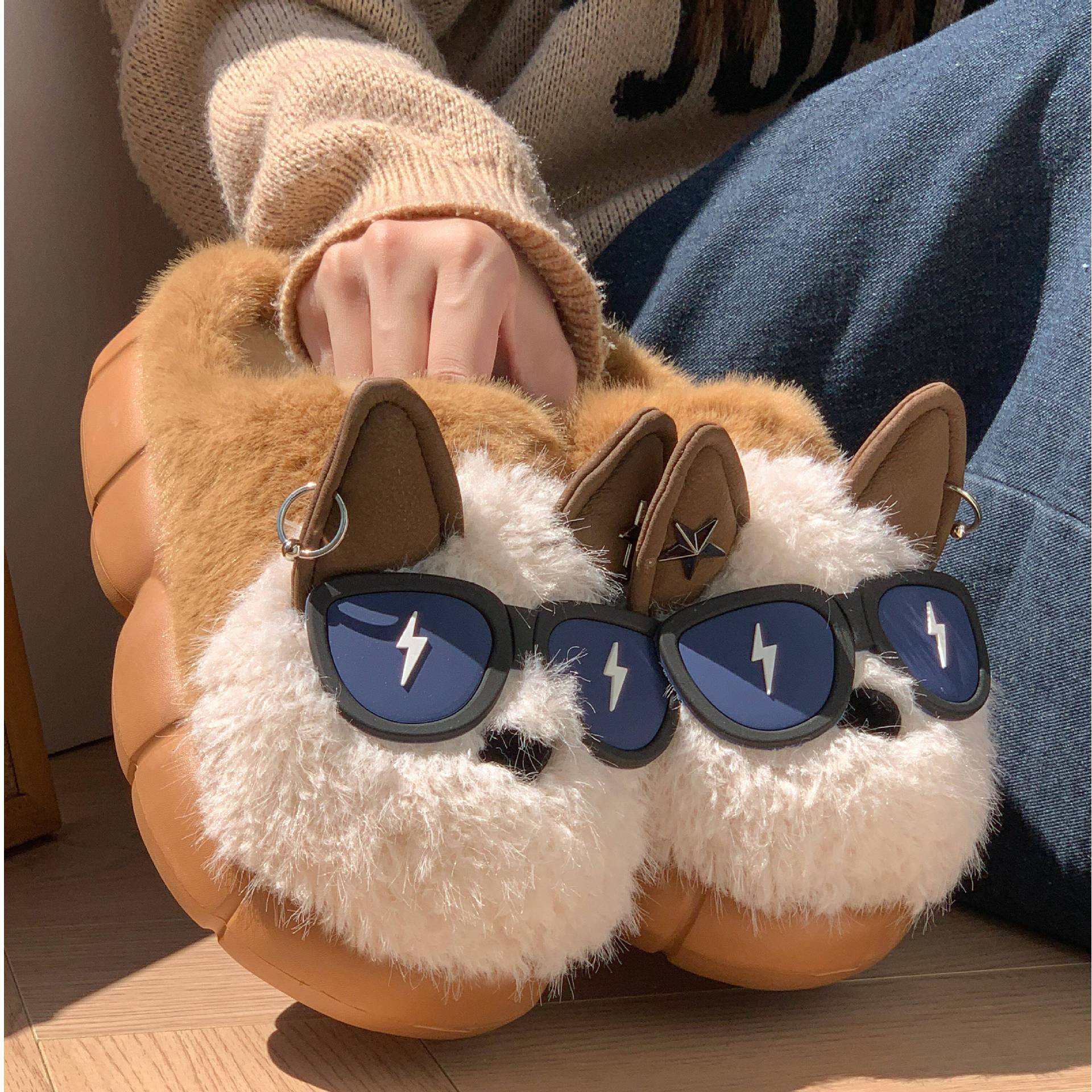 Women's Thick-soled Non-slip Cute Puppy Cotton Slippers | Luxury Home Accessories | Heulog Glow