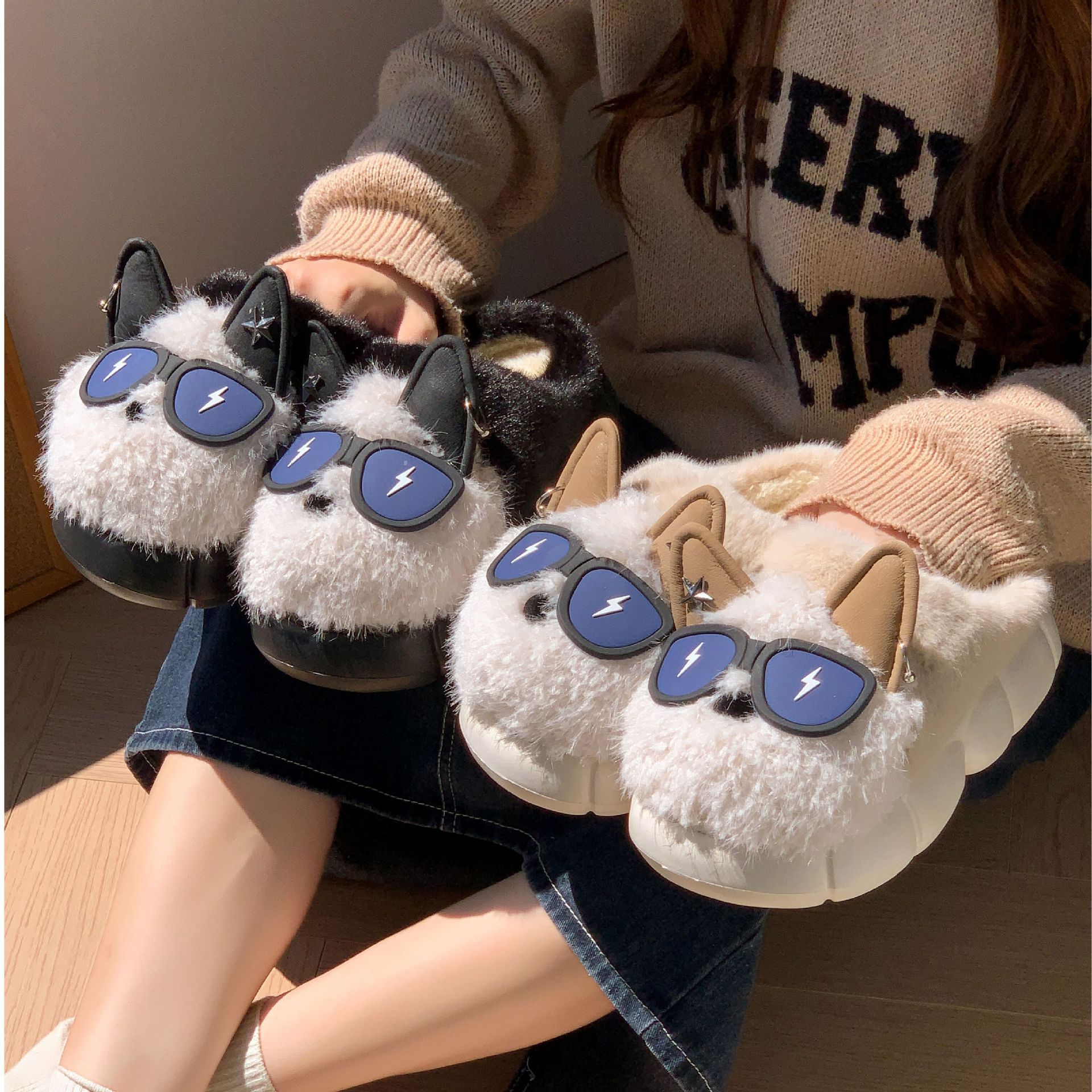 Women's Thick-soled Non-slip Cute Puppy Cotton Slippers | Luxury Home Accessories | Heulog Glow
