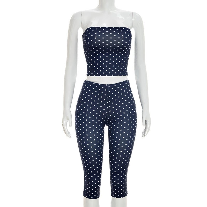 Womens Tube Top Polka Dot Top And Cropped Pants Set | Luxury Home Accessories | Heulog Glow