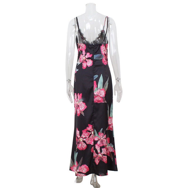 Women's V-neck Strap Maxi Vintage-style Dress | Luxury Home Accessories | Heulog Glow