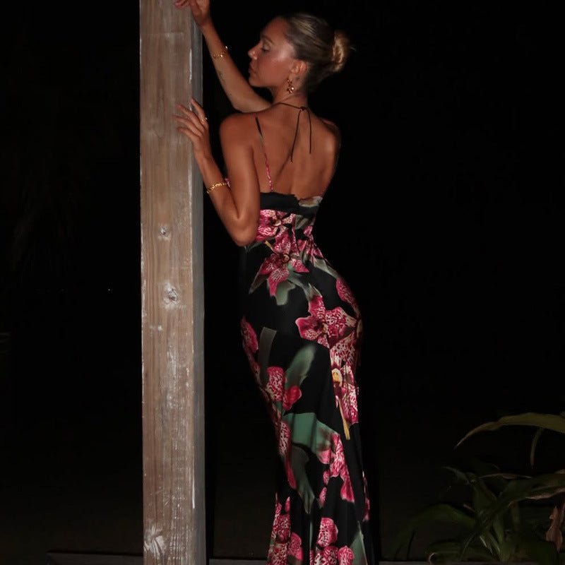 Women's V-neck Strap Maxi Vintage-style Dress | Luxury Home Accessories | Heulog Glow