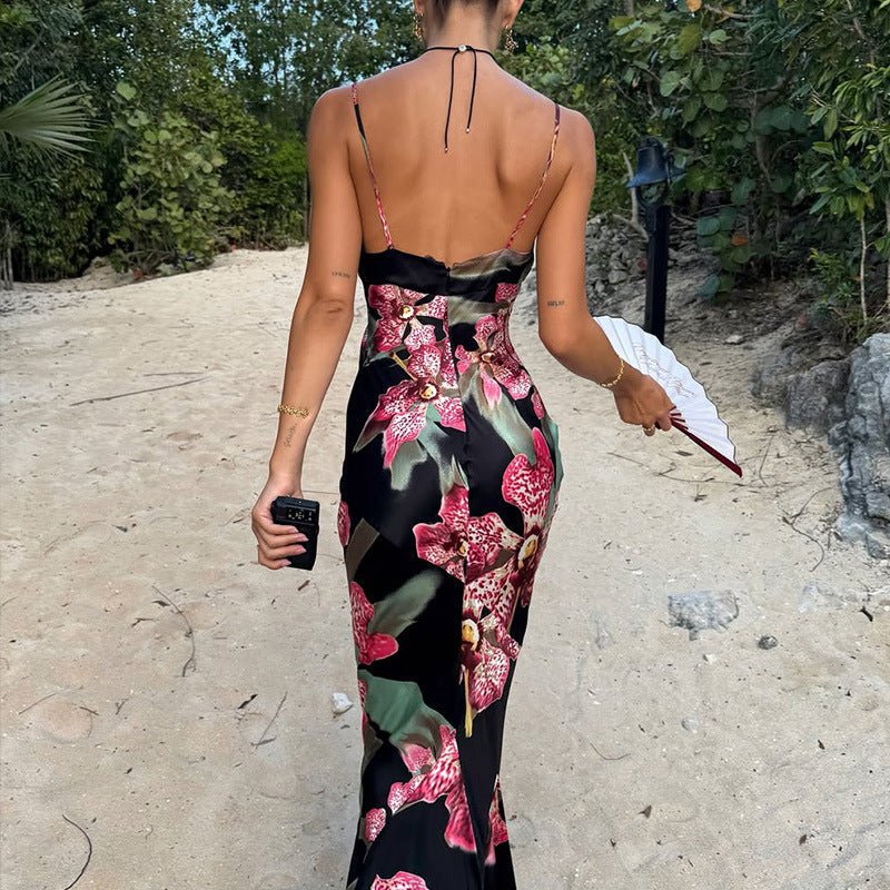 Women's V-neck Strap Maxi Vintage-style Dress | Luxury Home Accessories | Heulog Glow