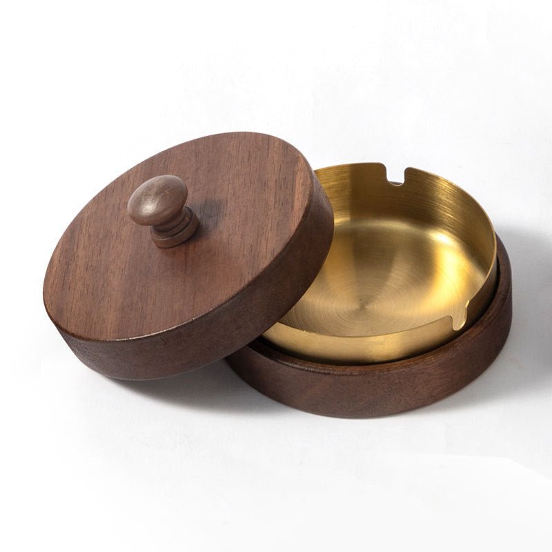 Wooden Trendy Unique Black Walnut Ashtray With Lid | Luxury Home Accessories | Heulog Glow