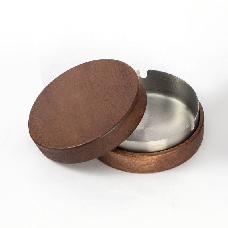 Wooden Trendy Unique Black Walnut Ashtray With Lid | Luxury Home Accessories | Heulog Glow