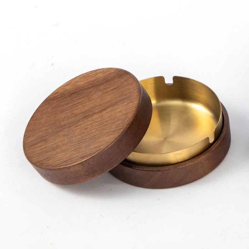 Wooden Trendy Unique Black Walnut Ashtray With Lid | Luxury Home Accessories | Heulog Glow