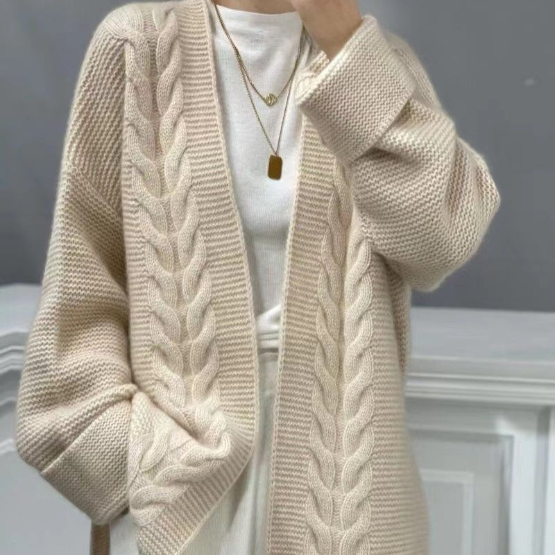 Wool Knit Cardigan For Women Mid-length Autumnwinter Style | Luxury Home Accessories | Heulog Glow