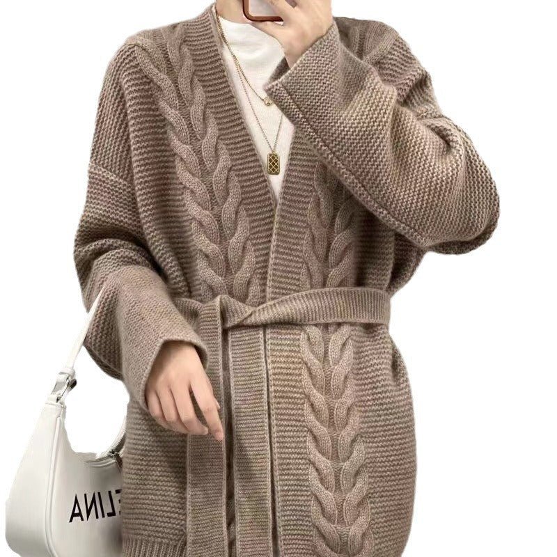Wool Knit Cardigan For Women Mid-length Autumnwinter Style | Luxury Home Accessories | Heulog Glow