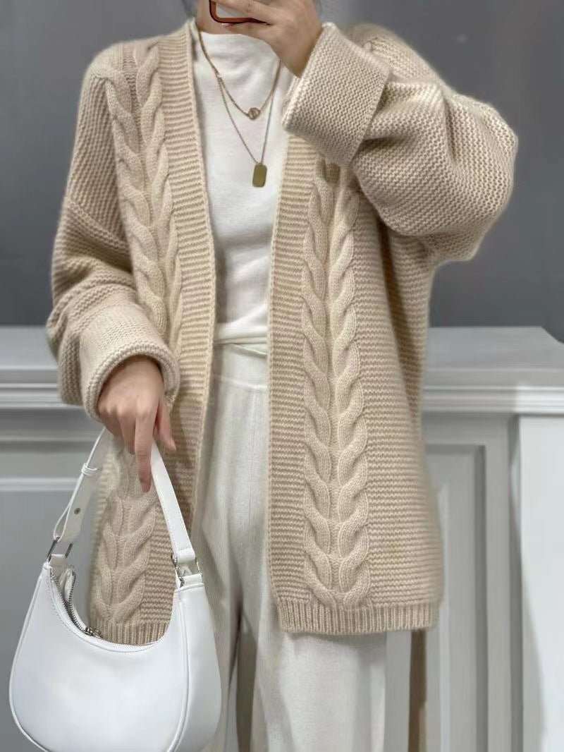 Wool Knit Cardigan For Women Mid-length Autumnwinter Style | Luxury Home Accessories | Heulog Glow