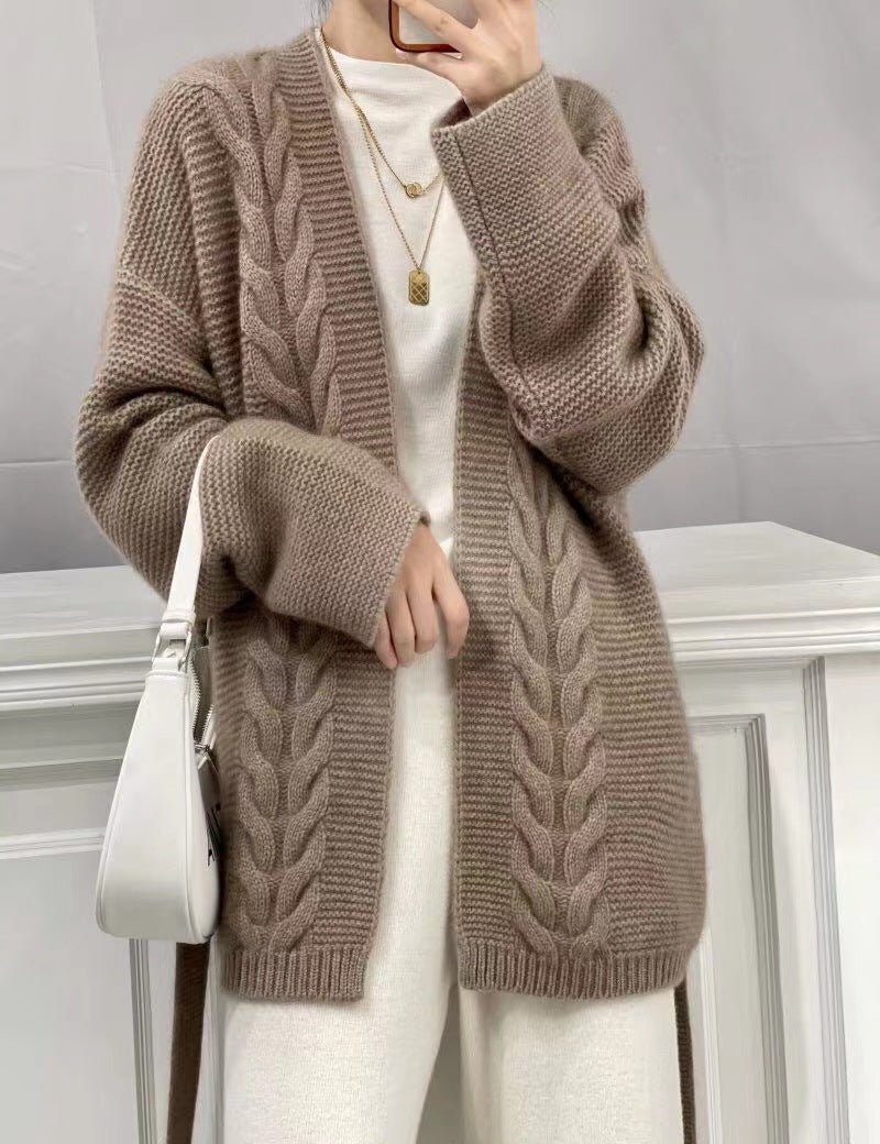 Wool Knit Cardigan For Women Mid-length Autumnwinter Style | Luxury Home Accessories | Heulog Glow