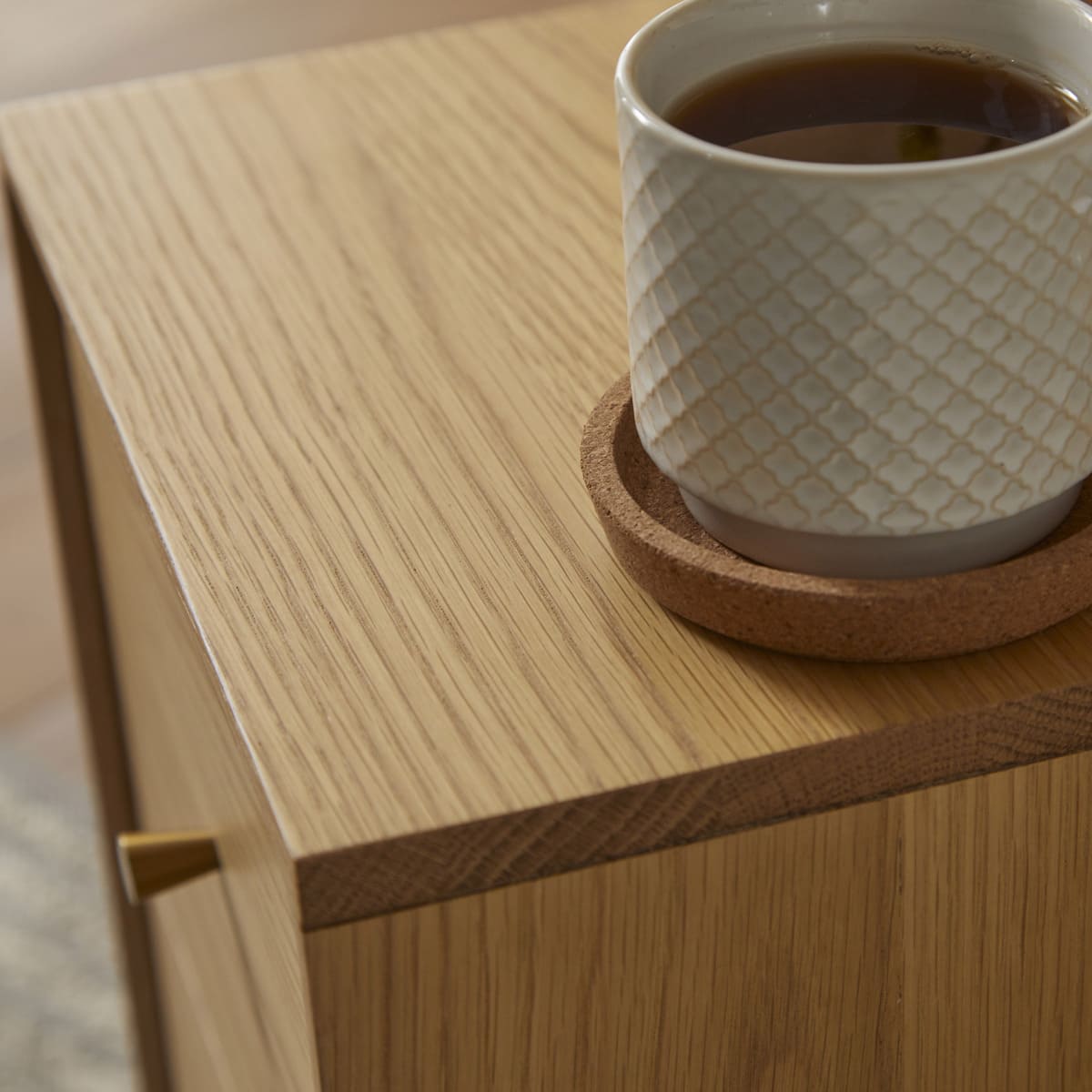 Wright Narrow Oak Bedside Table | Luxury Home Accessories | Heulog Glow